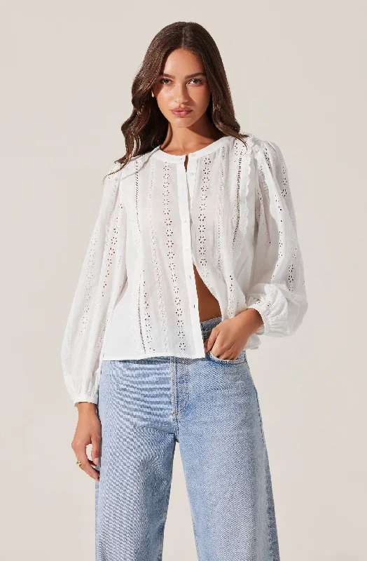 Aneska Broderie Button Up Top