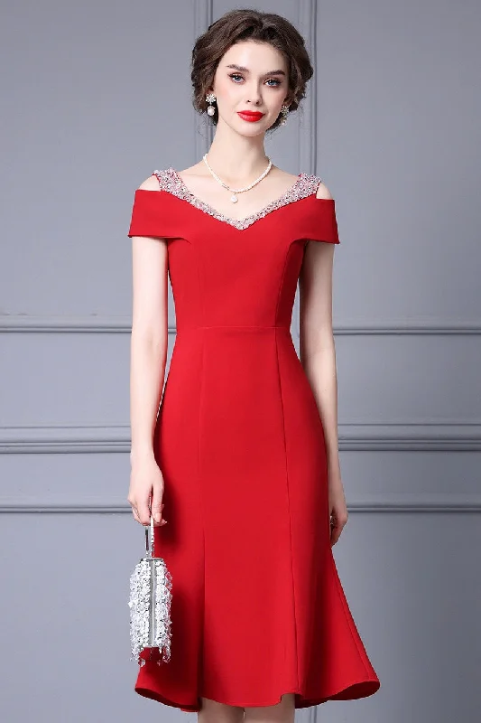 Cold Shoulder Fishtail Dress Relaxed Women's 