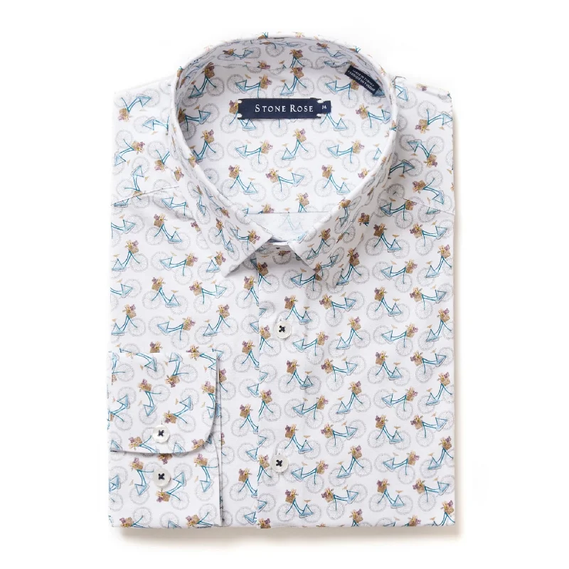 White Bicycles Print Shirt