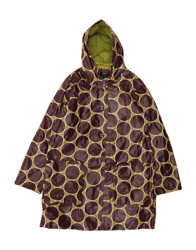 BODEN Womens Hooded Overcoat UK 14 Large Purple Geometric Cotton