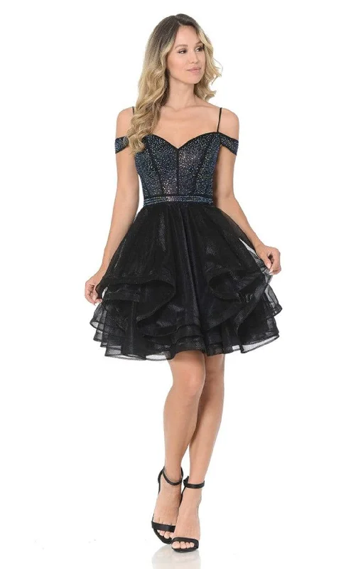Lenovia - 8140 Embellished Off Shoulder A-line Cocktail Dress Business