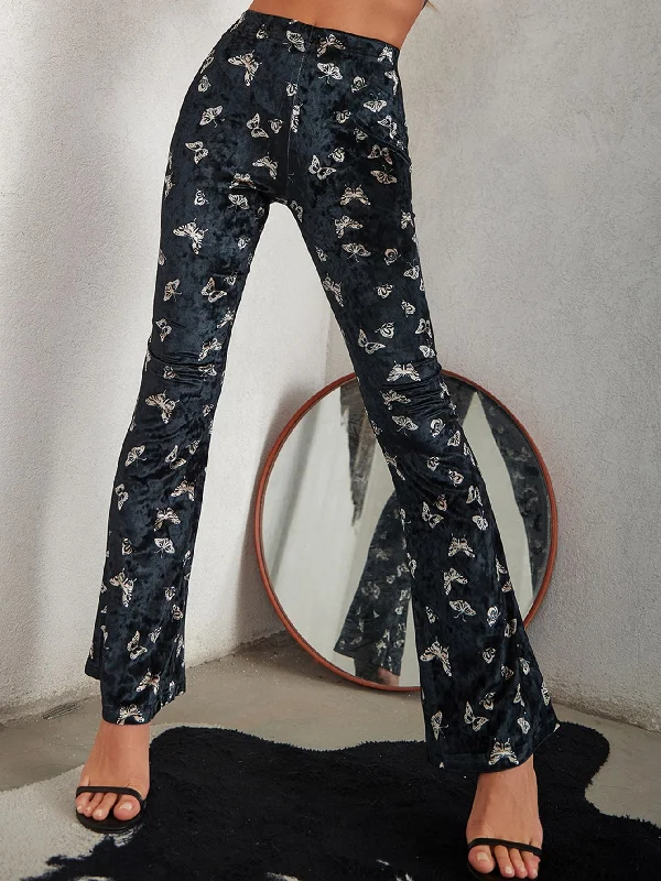 Casual All Over Print High Waist Long Women Pants