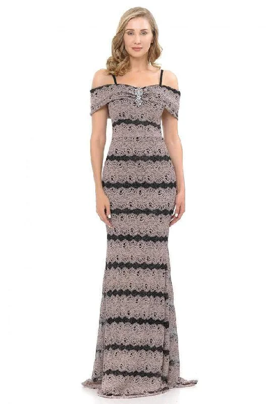 Lenovia - 5216 Lace Off-Shoulder Trumpet Dress Cashmere