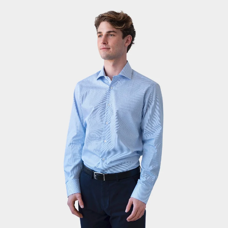 Men's Blue Striped Dress Shirt