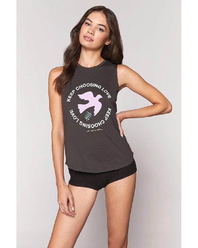 Spiritual Gangster Dove Muscle Tank - SP10411019 - Womens - Vintage Black