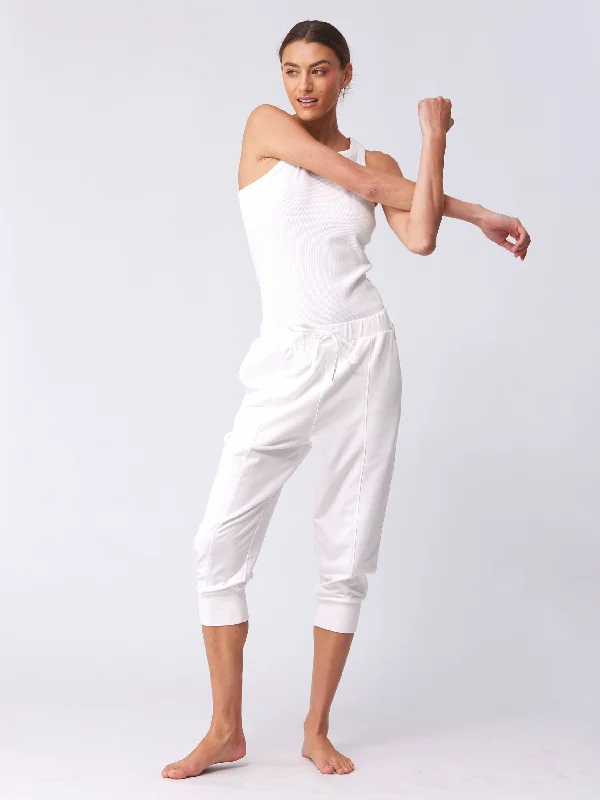 Breeze French Terry Cropped Jogger - White