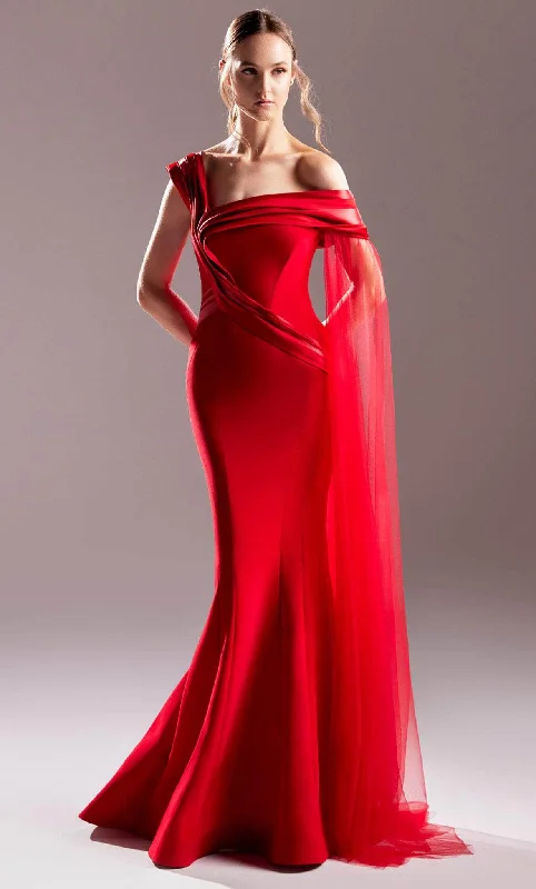 MNM COUTURE G1505 - Asymmetrical Sash Evening Gown Athletic Women's High - 