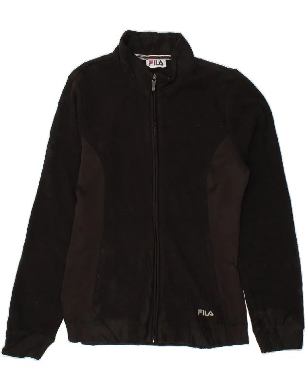 FILA Womens Fleece Jacket UK 14 Medium Black