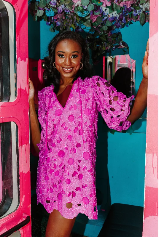 Deb Lace Mini Dress - Pink Harvest Stylish Women's Neon