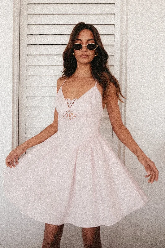 Muriel Cotton Mini Dress With Crochet - Powder Pink purpose
