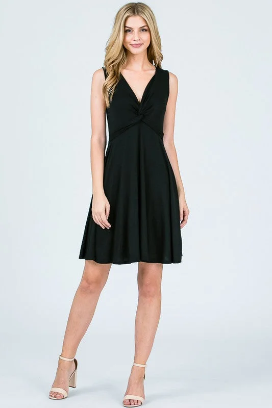 Plunged Neck Mini Dress Sophisticated Women's Tailored