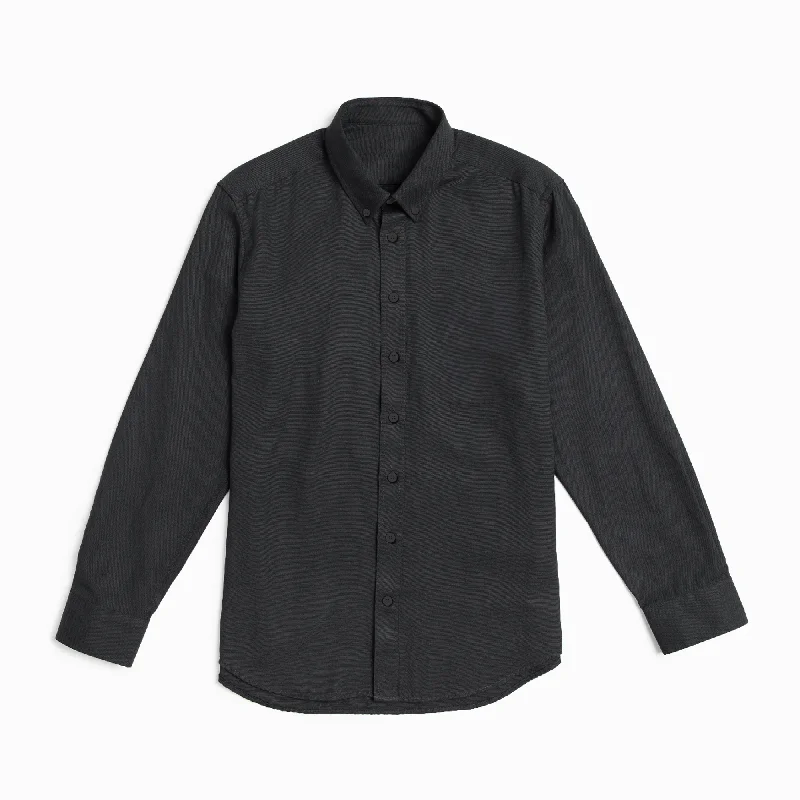 Men's Black Button Down Service Oxford