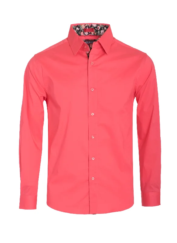 Coral Solid Cotton-Stretch L/S Shirt (4030)