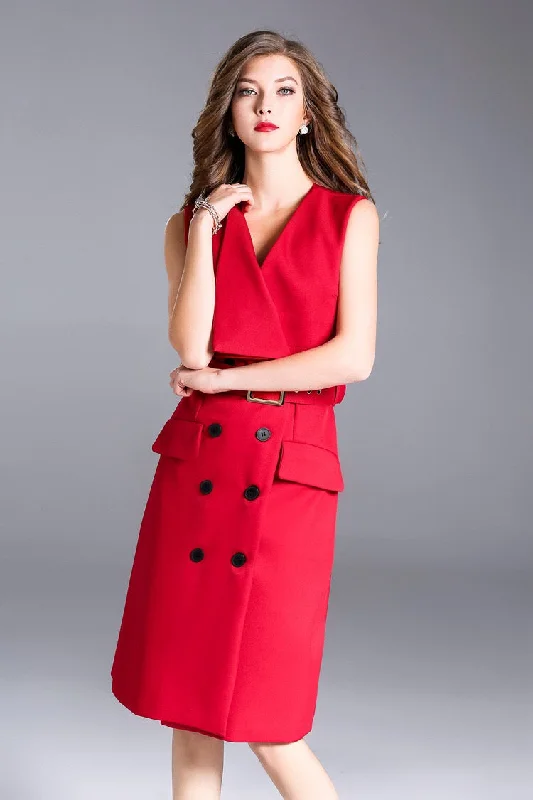 Styled Collar Double Breasted Dress British Gentlewoman Style