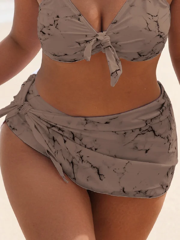 Casual Marble Knot Plus Size Bikini Bottoms