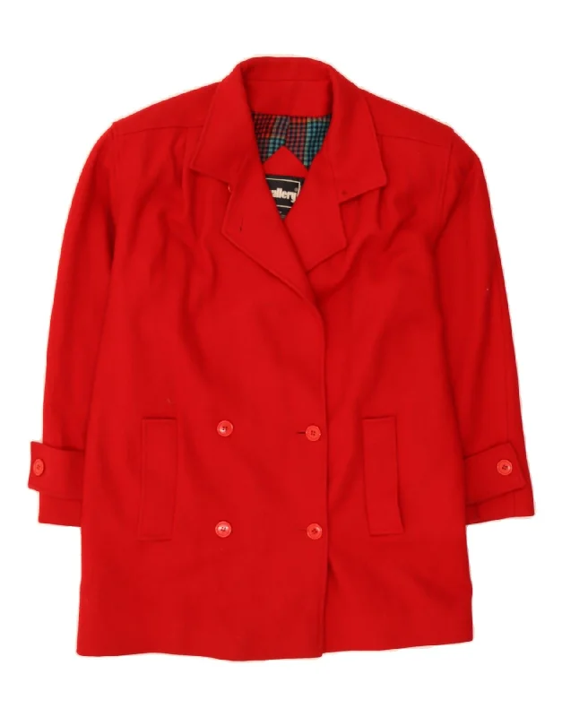 GALLERY Womens Double Breasted Coat US 10 Large Red Wool