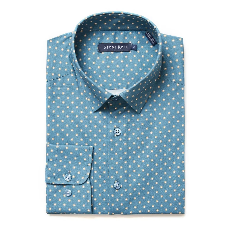 Slate Blue Painted Dot Print Shirt