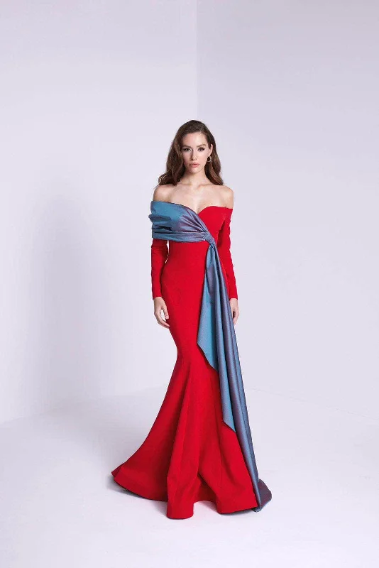 MNM Couture N0561 - Draped Off Shoulder Evening Dress