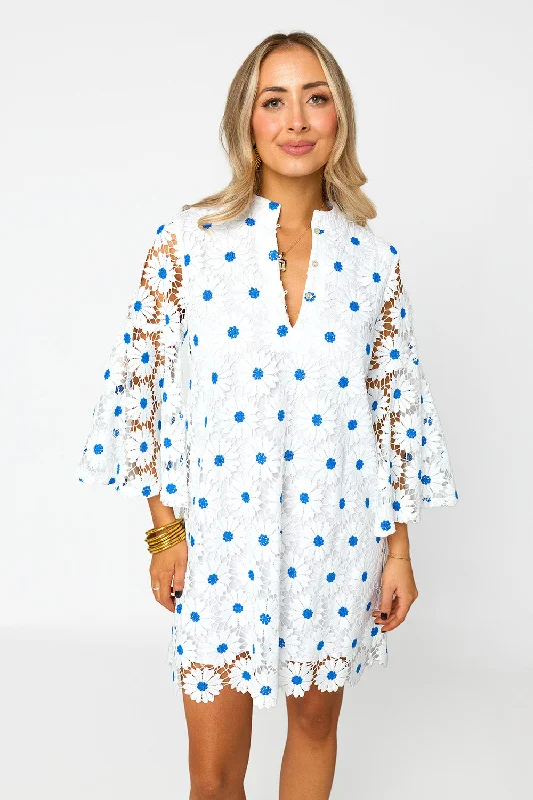 Wren Lace Mini Dress - Ultramarine Relaxed Women's Beachy