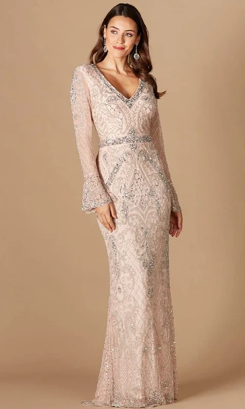 Lara Dresses 29358 - Fully Sequined Long Sheer Sleeves Formal Gown