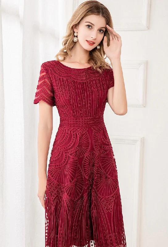 Art Deco Style Lace Dress Luxurious Women's High -  end