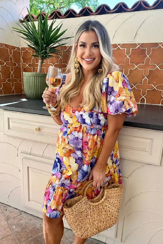 Diego Babydoll Mini Dress - Pansy purpose