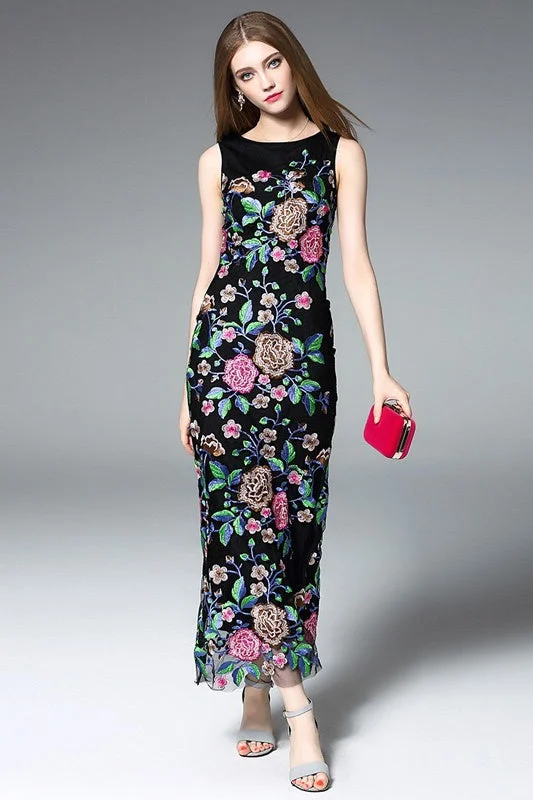 Floral Embroidered Gown Sustainable Organic