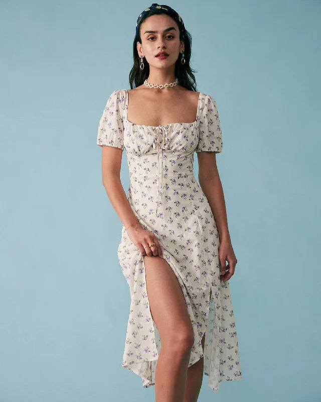 The Short Sleeve Floral Ruched Midi Dress Adventure