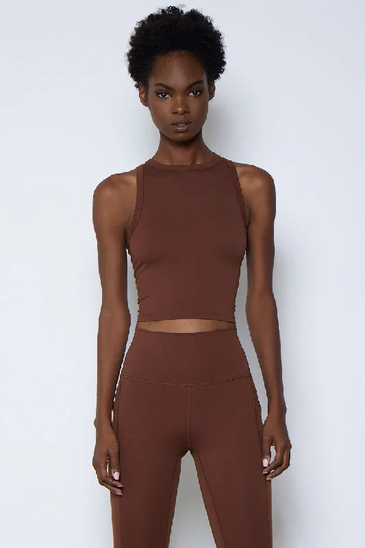 ESSENTIAL CREWNECK CROP-CHOCOLATE