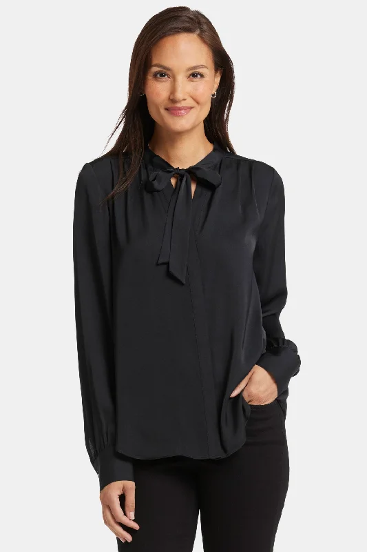 Tie-Neck Blouse - Black