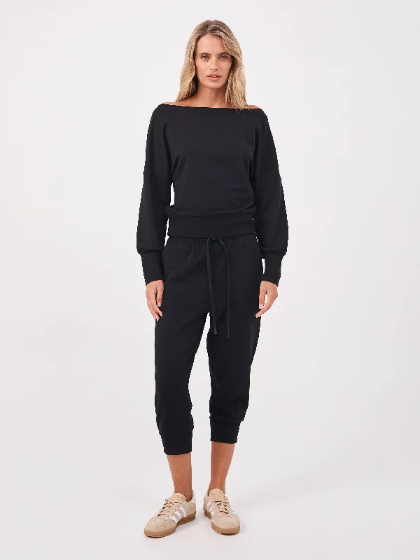 Breeze French Terry Cropped Jogger - Black