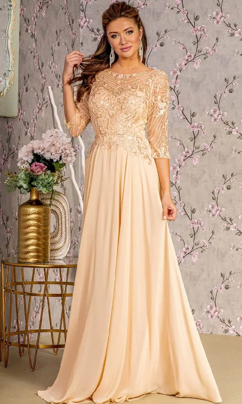 GLS by Gloria GL3446 - Sequin Embroidery Formal Dress