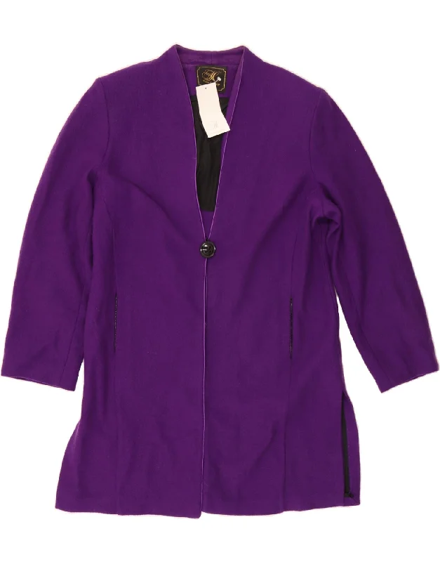 KIRSTEN KROG DESIGN Womens Longline 1 Button Blazer Jacket UK 18 XL Purple