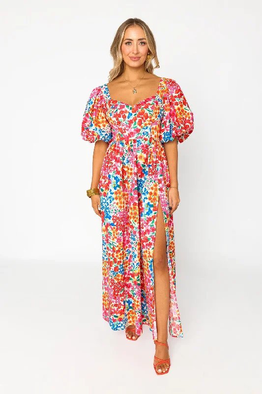 Jacqueline Sweetheart Neckline Midi Dress - Berry Blue Youthful Women's Anime - inspired