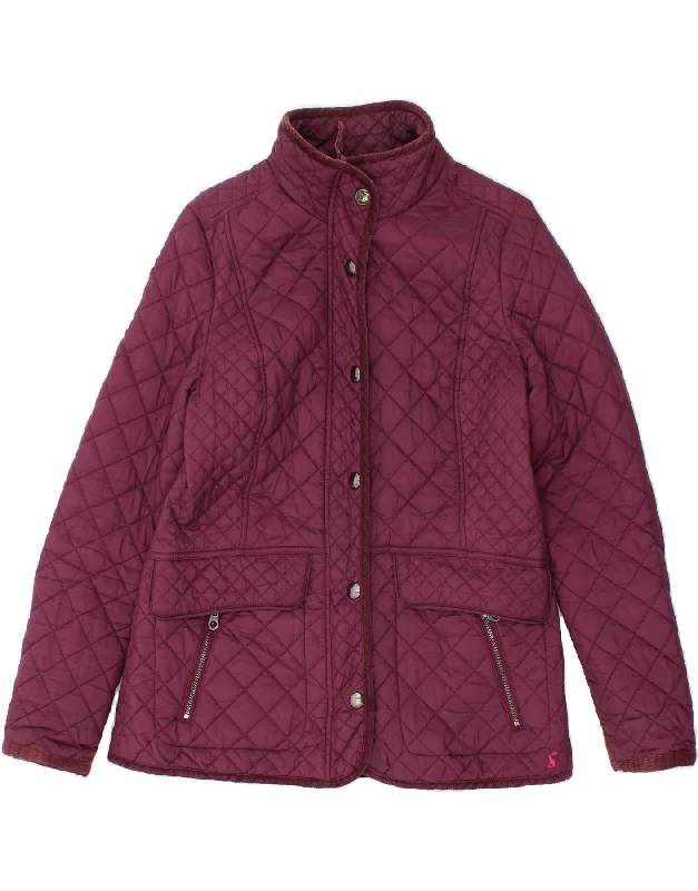 JOULES Womens Quilted Jacket UK 12 Medium Burgundy Polyamide