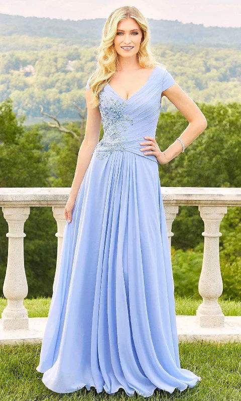 Mori Lee 72510 - V-Neck Cap Sleeve A-Line Prom Dress Laid - back Women's Vibe
