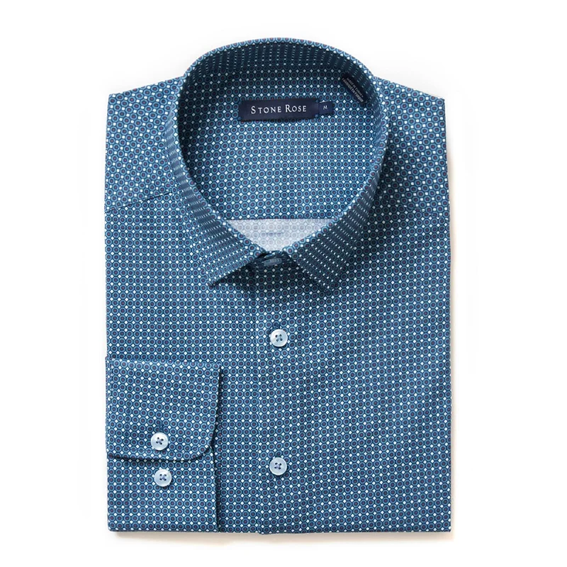 Slate Blue Ring Geo Print Shirt