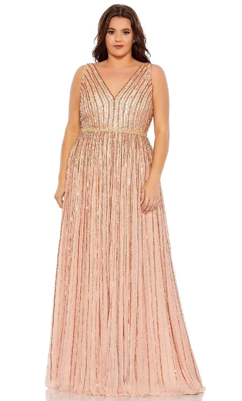 Mac Duggal 5755 - Striped Sequined Evening Dress Sustainable Organic