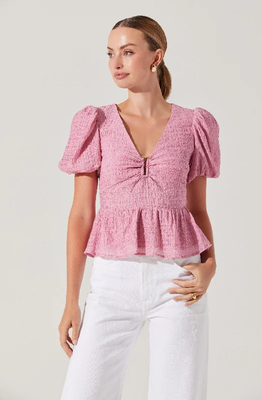 Mylah Puff Sleeve Peplum Top