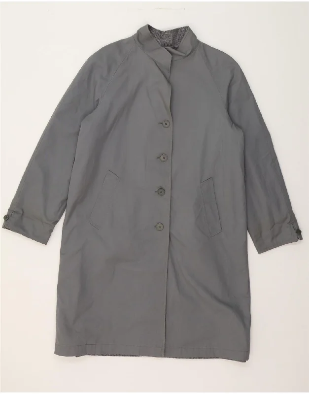 VINTAGE Womens Reversible Overcoat IT 48 XL Grey Polyester