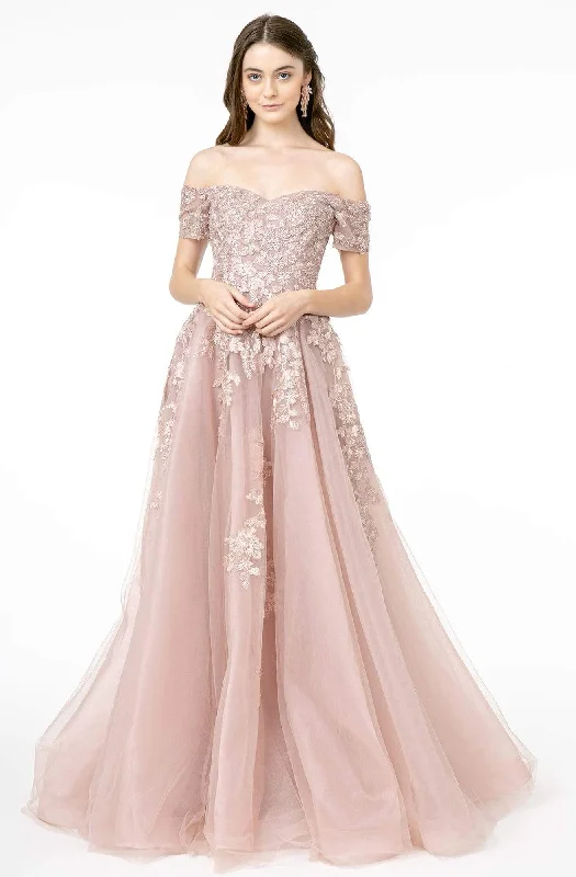 GLS by Gloria - GL2885 Floral Embroidered Mesh Long Gown Relaxed Women's Beachy