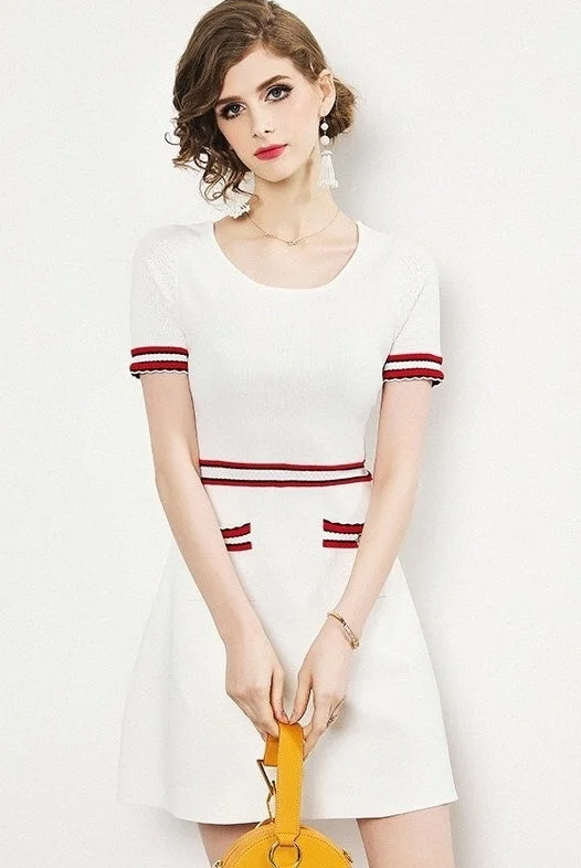 Knit Dress W/ Pockets Elegant Women's 