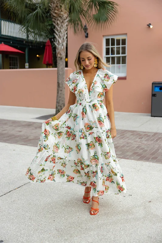 Cece Flutter Sleeve Maxi Dress - Scottish Rose Sophisticated Women's Tailored