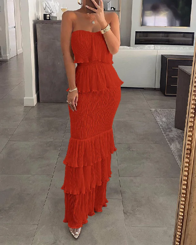 Sexy Breasted Pleated Ruffle Sling Hipster Dresses Wholesale Dresses