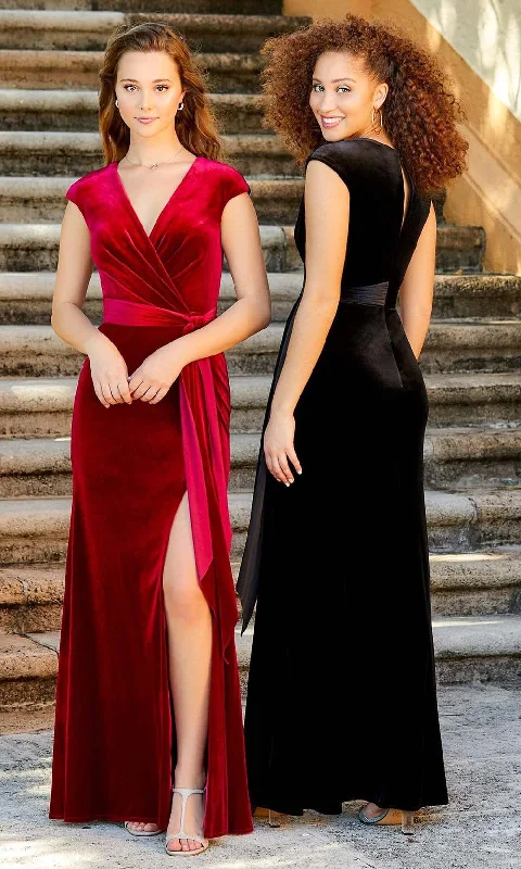 Christina Wu Celebration - 22061 V-Neck Cap Sleeves Evening Dress Relaxed Women's 
