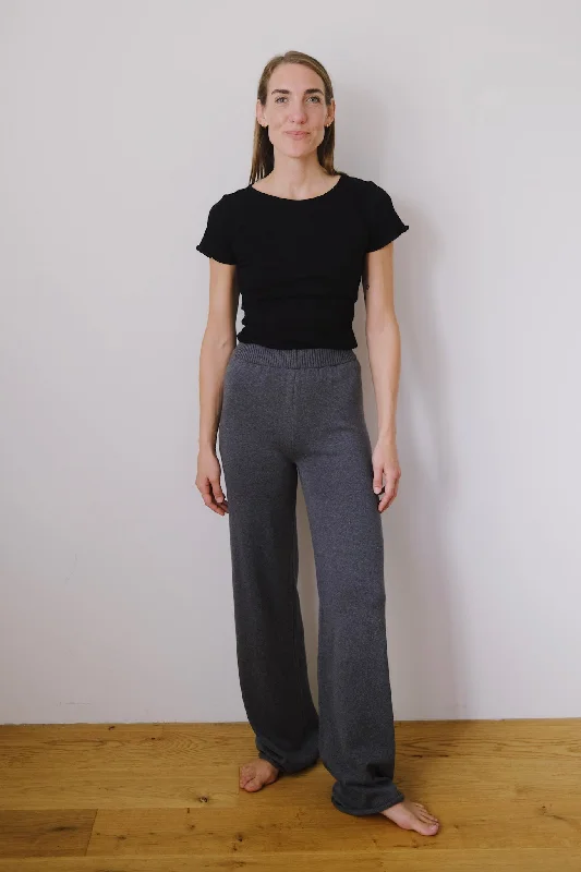 cotton knit pants - ana - grey