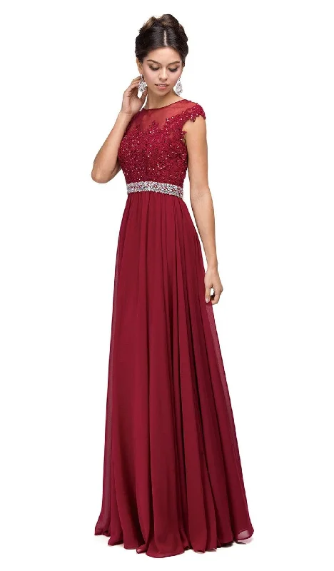 Dancing Queen - 9400 Illusion Neckline Beaded Belt A-Line Dress Dapper Women's 1920S Dancing Queen - 9400 Illusion Neckline Beaded Belt A-Line Dress Dapper Women's 1920S