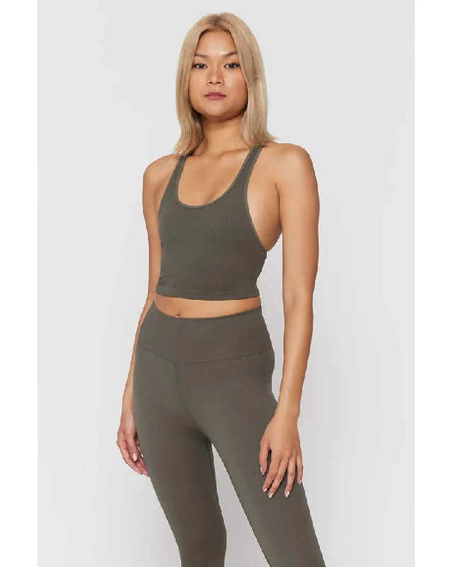 Spiritual Gangster Athena Crop Tank Top - Womens - Burnt Olive