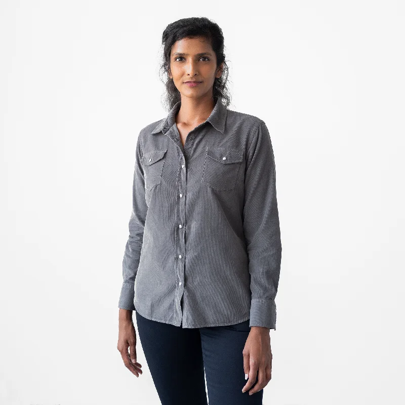 Women's Charcoal Corduroy Western Shirt