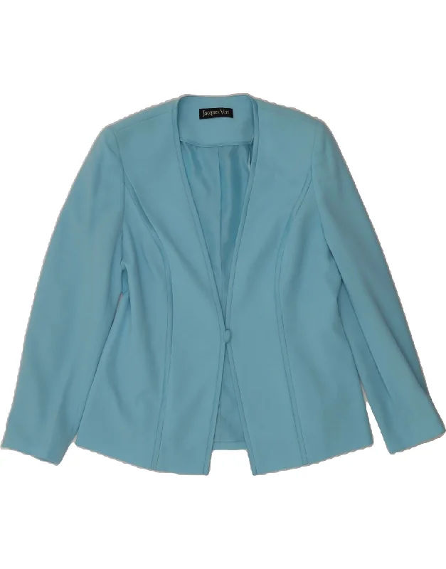 JACQUES VERT Womens 1 Button Blazer Jacket UK 14 Medium Blue Polyester